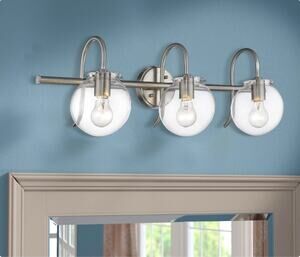 NEW Odeums 3-Light Bathroom Vanity Light Chrome Clear Glass Globe Modern 29.5"